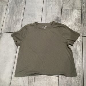 Marled Essentials Women's Stretch Shirt Sage Green, Size Large Pinned Sleeves f2